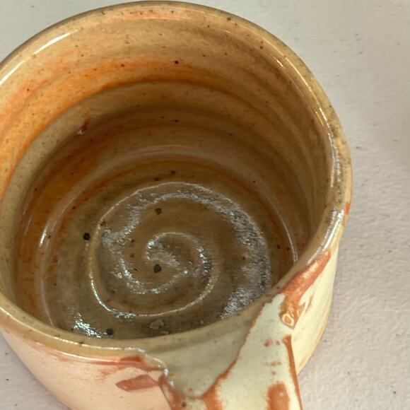 Studio Art Pottery Mugs Set of 2 Handmade Tan & Red Semi-matte - Picture 9 of 14